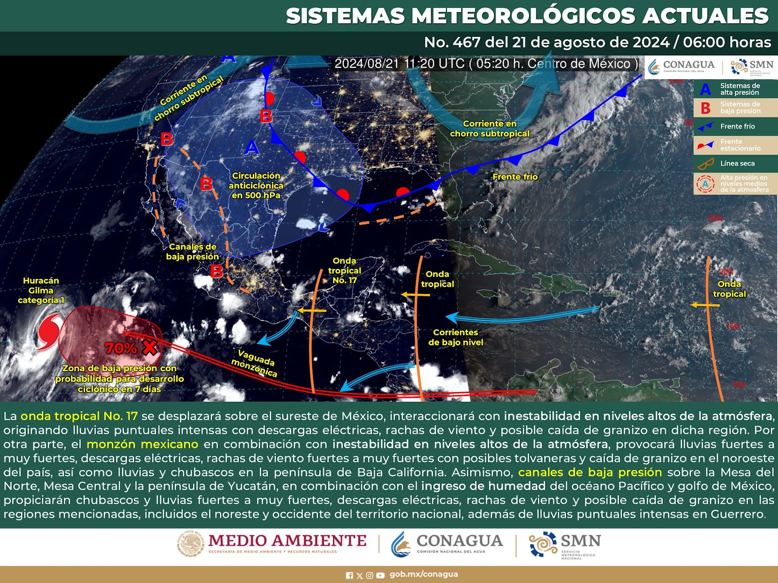 Para Sinaloa calor y lluvias fuertes en algunas regiones