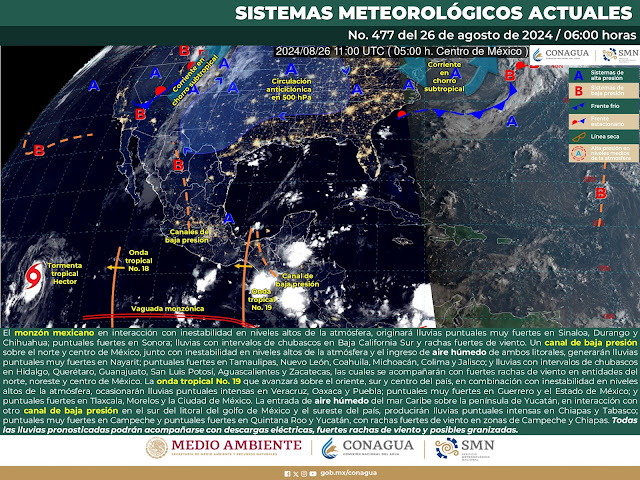 Regreso a clases con altas probabilidades de lluvias en Sinaloa