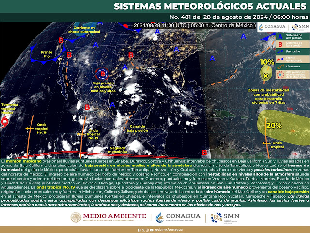 Sinaloa con pronóstico de lluvias fuertes para este miércoles