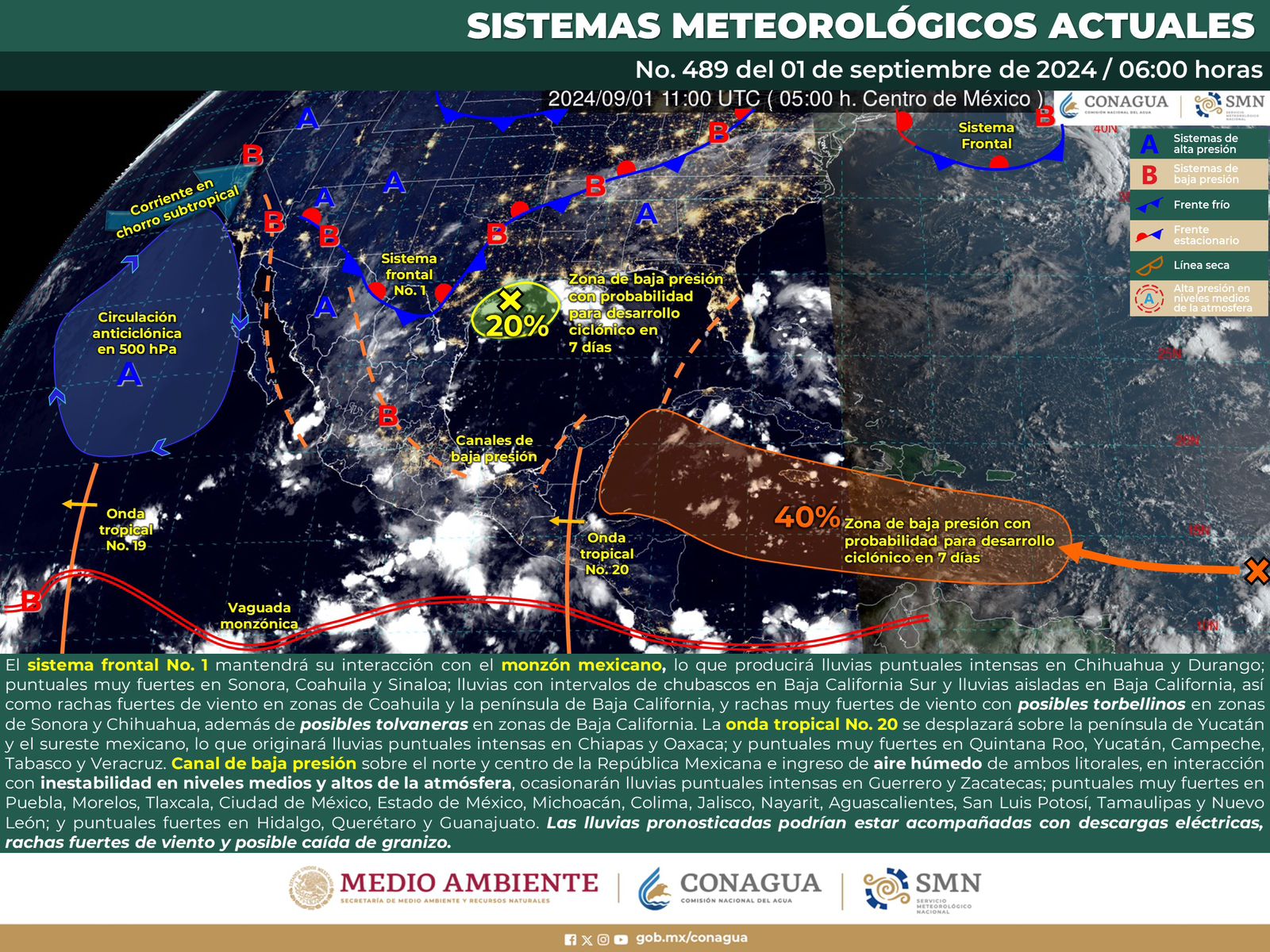 Pronostico de lluvias fuertes para Sinaloa este lunes