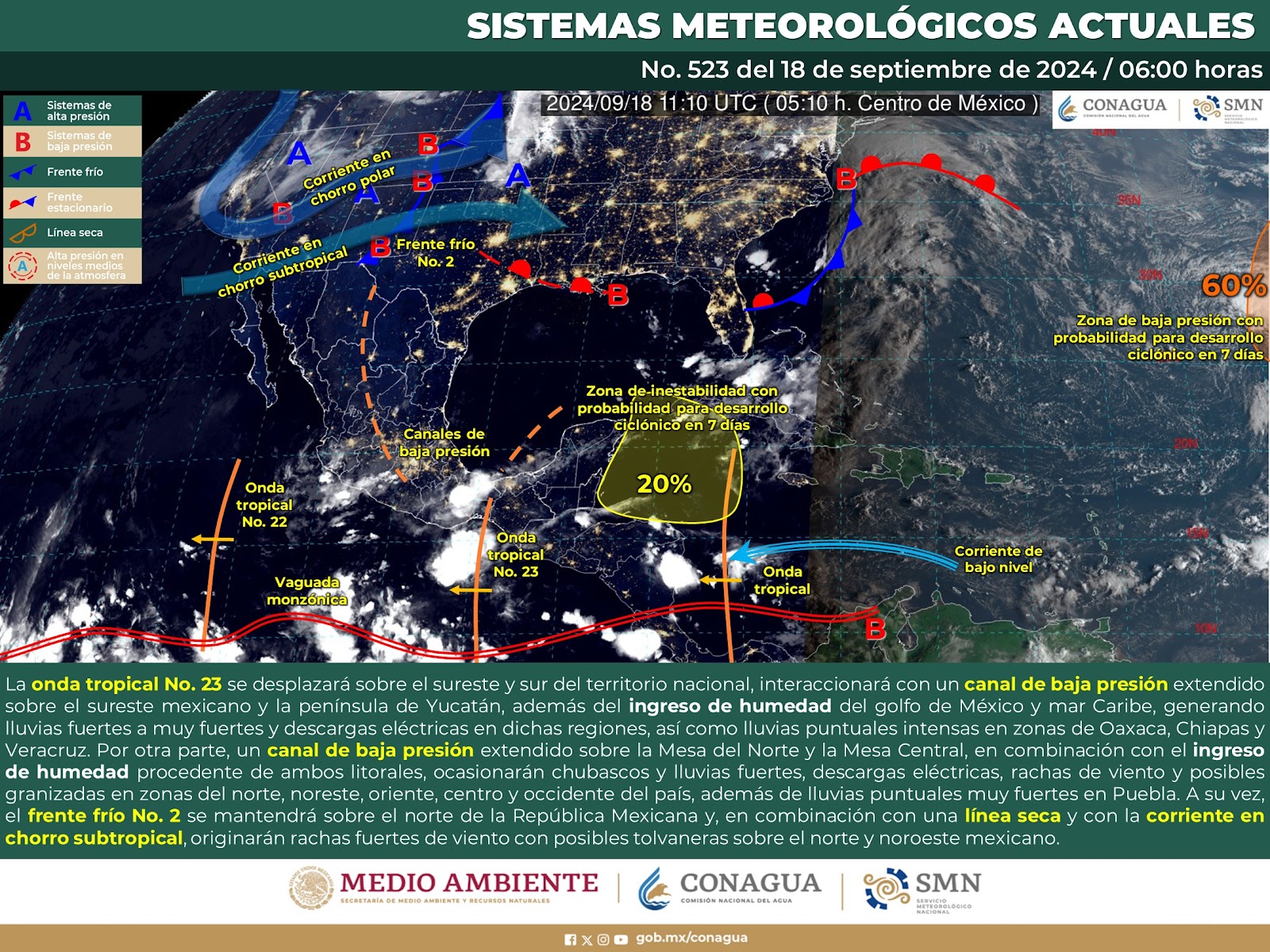 Lluvias aisladas para Sinaloa este miércoles