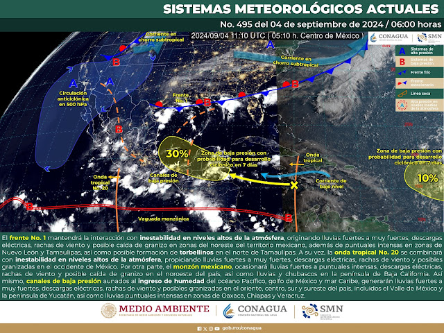 Inestabilidad atmosférica generará lluvias en Sinaloa