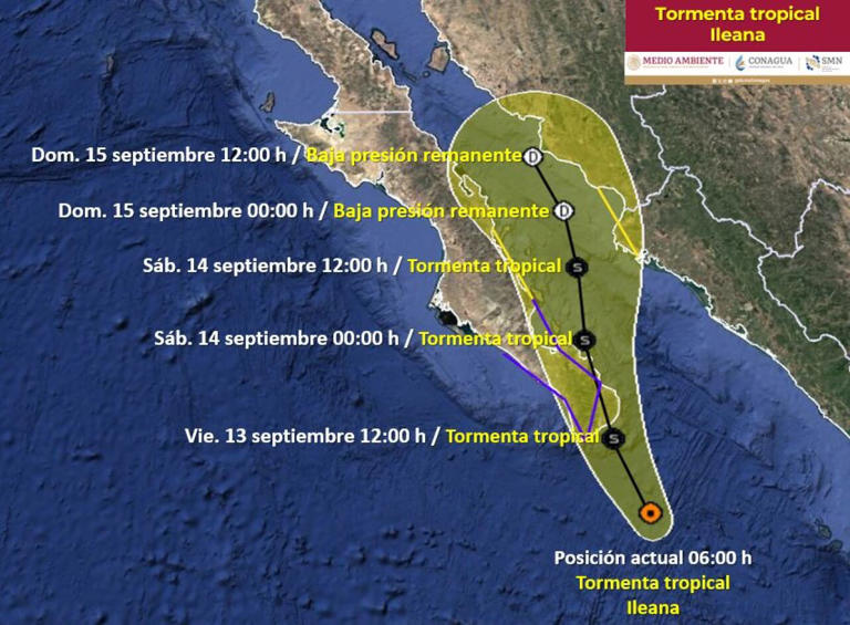 “Ileana” roza costas de Baja California Sur y va al golfo de California