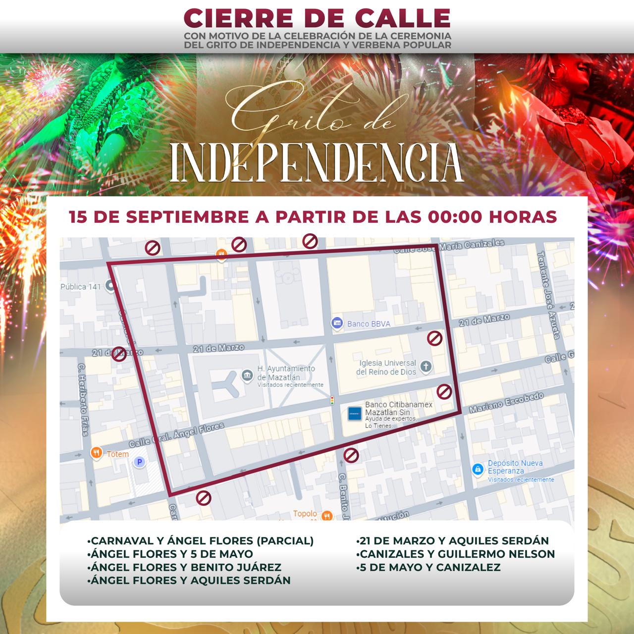 Por festejos patrios, calles del primer cuadro de la ciudad sufrirán corte a la circulación.