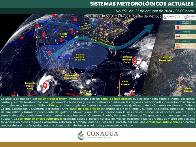 “Kristy” ocasionará lluvias fuertes a muy fuertes en occidente de México