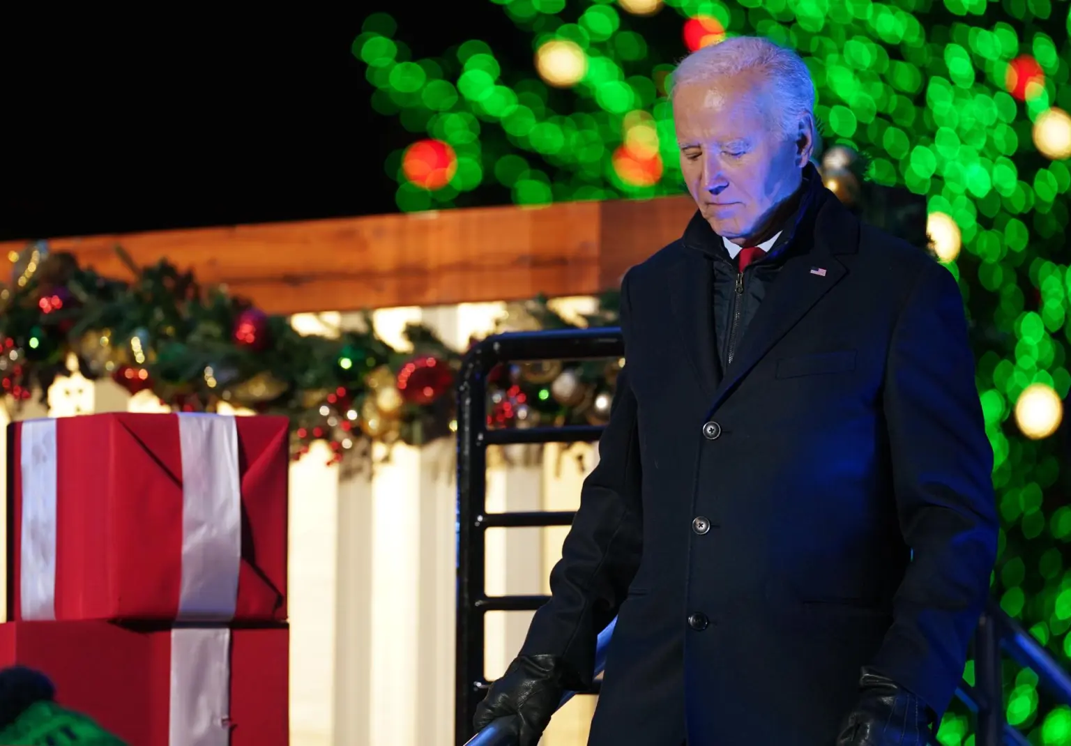 Biden y Harris comparten los focos en el encendido del árbol de Navidad de la Casa Blanca